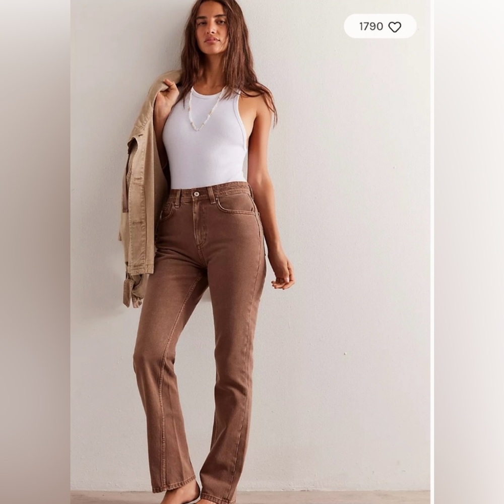 Free People Brown Straight Leg Jeans